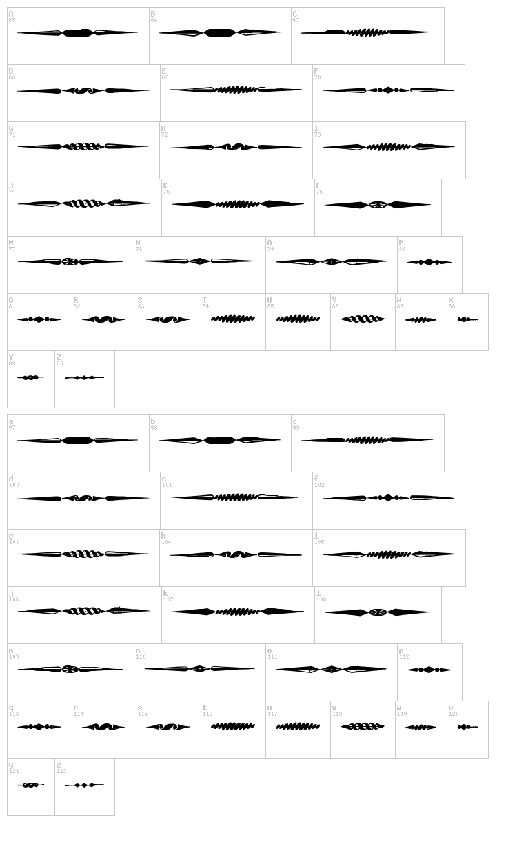 Old Foundry Prints TFB font map